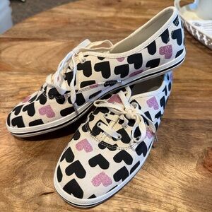 Kate Spade Black and Pink Heart Sneakers-size 8..really cute!